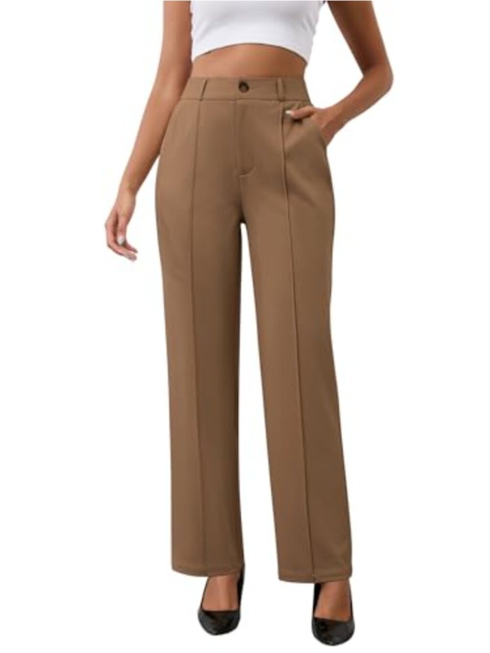 High Waisted Stretch Work Pants Bootcut Business Casual Trousers with Pockets